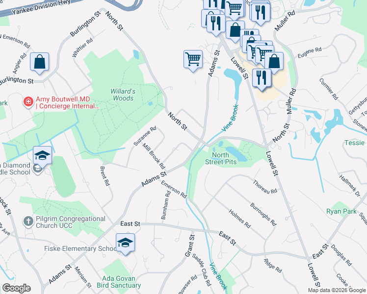 map of restaurants, bars, coffee shops, grocery stores, and more near 8 Westwood Road in Lexington