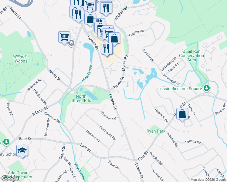 map of restaurants, bars, coffee shops, grocery stores, and more near 153 North Street in Lexington