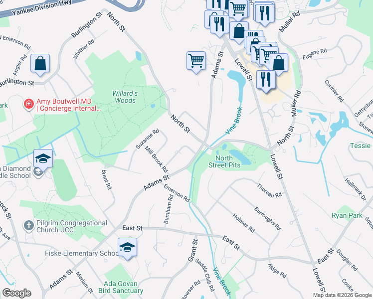 map of restaurants, bars, coffee shops, grocery stores, and more near 8 Westwood Road in Lexington