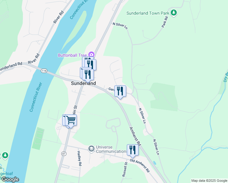 map of restaurants, bars, coffee shops, grocery stores, and more near 54 Amherst Road in Sunderland