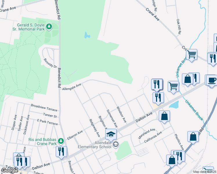 map of restaurants, bars, coffee shops, grocery stores, and more near 124 Windsor Avenue in Pittsfield