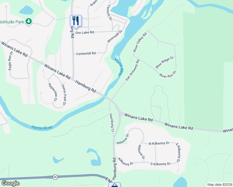 map of restaurants, bars, coffee shops, grocery stores, and more near 9455 Van Antwerp Road in Brighton