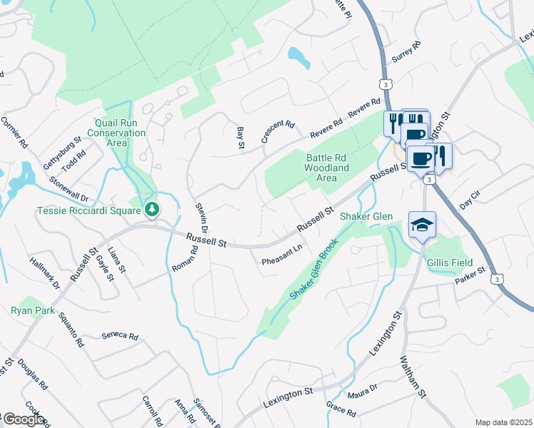 map of restaurants, bars, coffee shops, grocery stores, and more near 1 Lynch Circle in Woburn