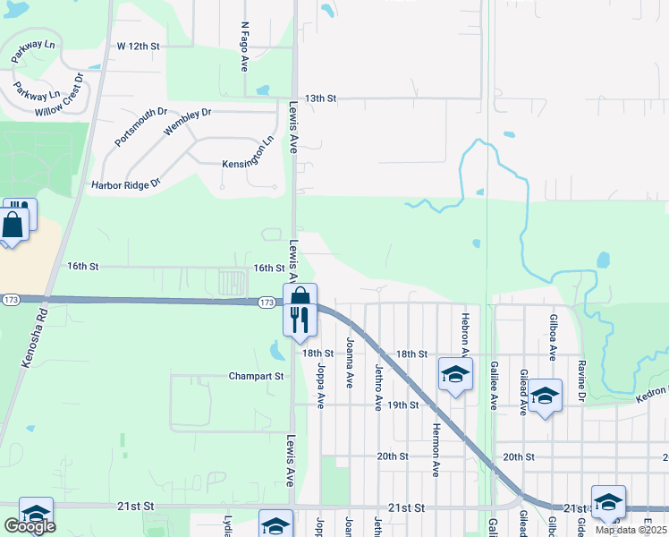 map of restaurants, bars, coffee shops, grocery stores, and more near 2905 Willow Lane in Zion