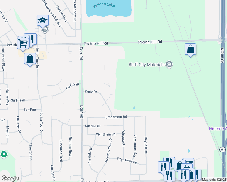 map of restaurants, bars, coffee shops, grocery stores, and more near 14109 Talcott Drive in South Beloit