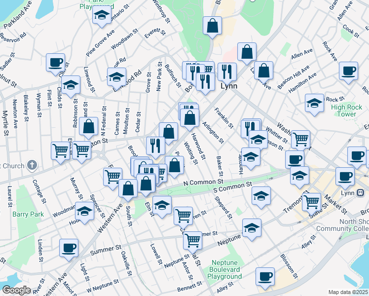 map of restaurants, bars, coffee shops, grocery stores, and more near in 