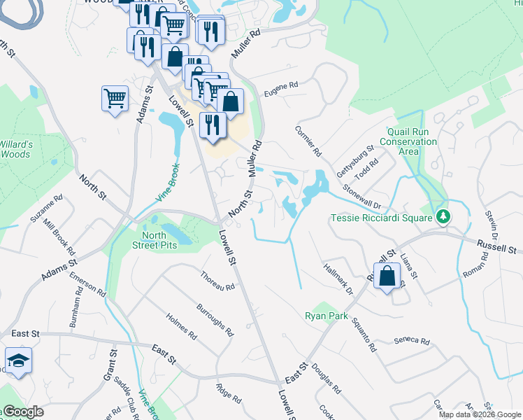 map of restaurants, bars, coffee shops, grocery stores, and more near 4 Sorelle Place in Burlington