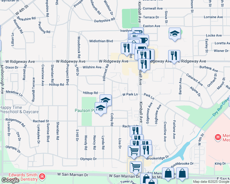 map of restaurants, bars, coffee shops, grocery stores, and more near 518 Colby Road in Waterloo
