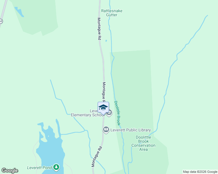 map of restaurants, bars, coffee shops, grocery stores, and more near 103 Montague Road in Leverett