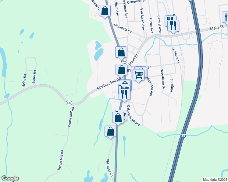map of restaurants, bars, coffee shops, grocery stores, and more near 25 Camille Drive in Ravena