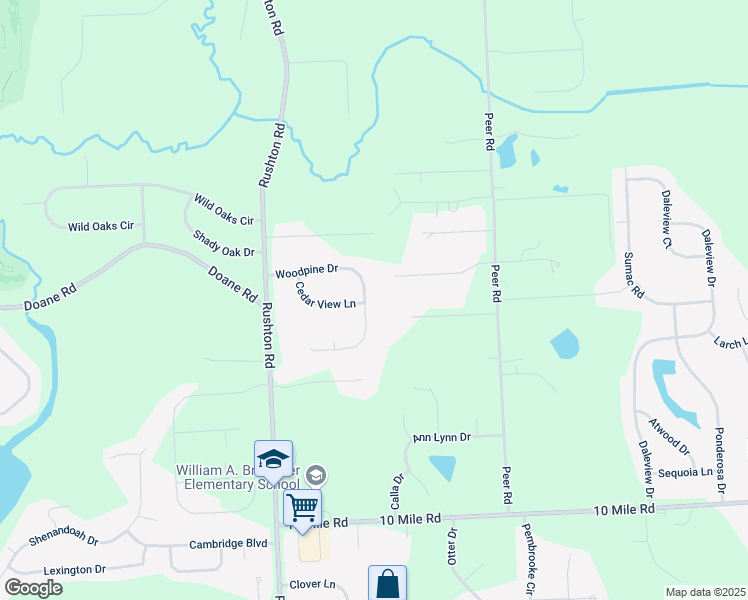 map of restaurants, bars, coffee shops, grocery stores, and more near 12695 Woodpine Drive in South Lyon