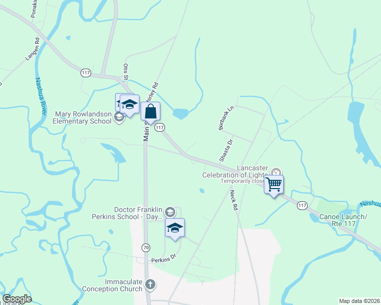 map of restaurants, bars, coffee shops, grocery stores, and more near 7 Seven Bridge Road in Lancaster