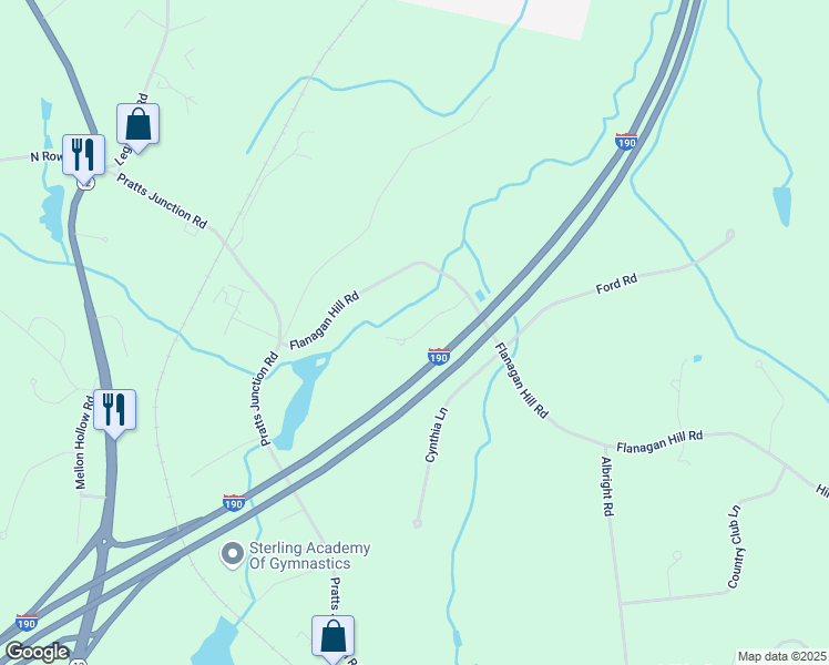 map of restaurants, bars, coffee shops, grocery stores, and more near 39 Flanagan Hill Road in Sterling