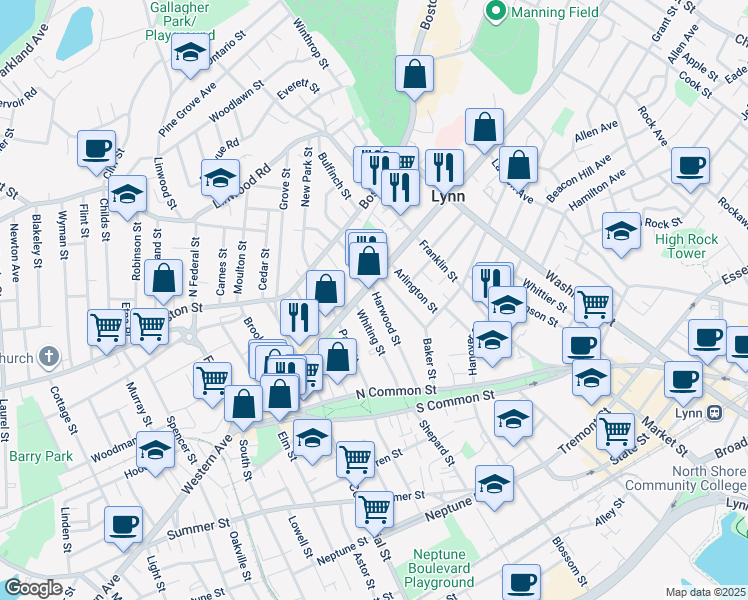 map of restaurants, bars, coffee shops, grocery stores, and more near in 