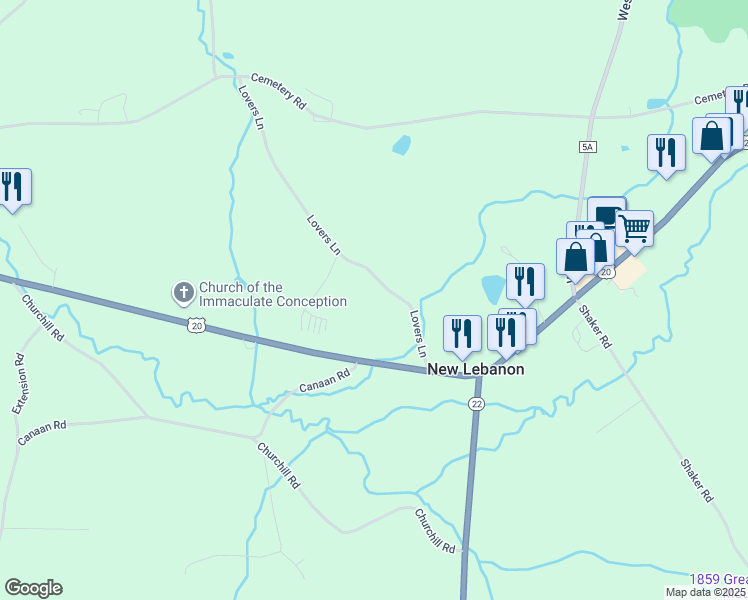 map of restaurants, bars, coffee shops, grocery stores, and more near 36-46 Lovers Lane in Columbia