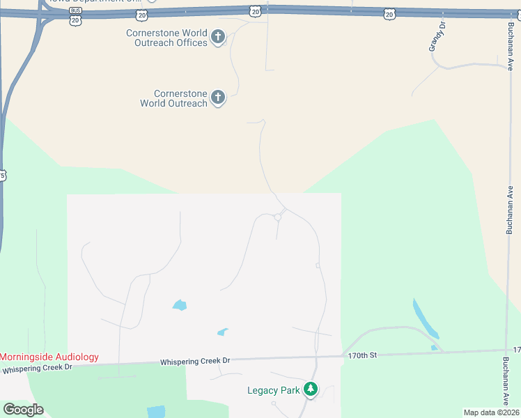 map of restaurants, bars, coffee shops, grocery stores, and more near 6501 Whispering Creek Drive in Sioux City