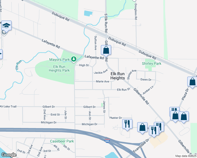 map of restaurants, bars, coffee shops, grocery stores, and more near 232 Marie Avenue in Elk Run Heights