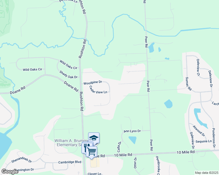 map of restaurants, bars, coffee shops, grocery stores, and more near 12695 Woodpine Drive in South Lyon