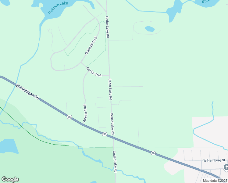 map of restaurants, bars, coffee shops, grocery stores, and more near 9100 Cedar Lake Road in Pinckney