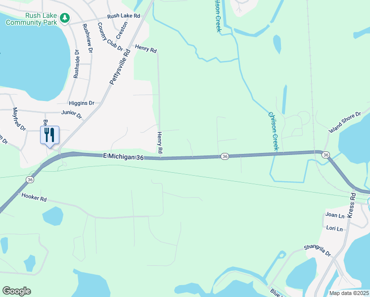 map of restaurants, bars, coffee shops, grocery stores, and more near 9164 Oneida Way in Pinckney