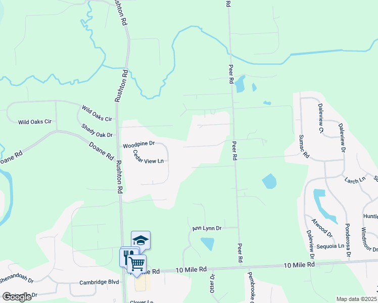map of restaurants, bars, coffee shops, grocery stores, and more near 12868 Burgandy Drive in South Lyon