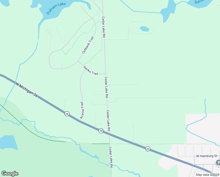 map of restaurants, bars, coffee shops, grocery stores, and more near 9100 Cedar Lake Road in Pinckney