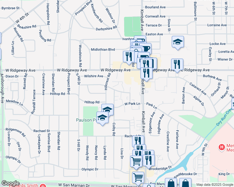 map of restaurants, bars, coffee shops, grocery stores, and more near 518 Colby Road in Waterloo