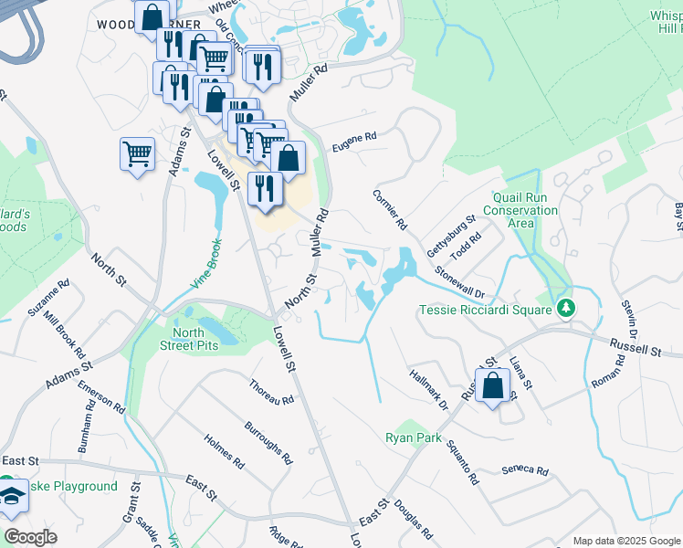 map of restaurants, bars, coffee shops, grocery stores, and more near 15 Sorelle Place in Burlington