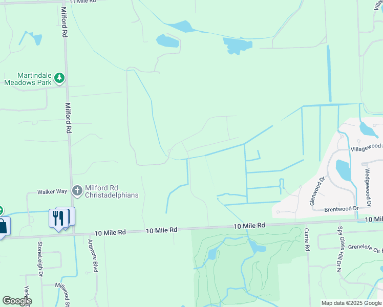map of restaurants, bars, coffee shops, grocery stores, and more near 55939 Sunningdale Drive in South Lyon