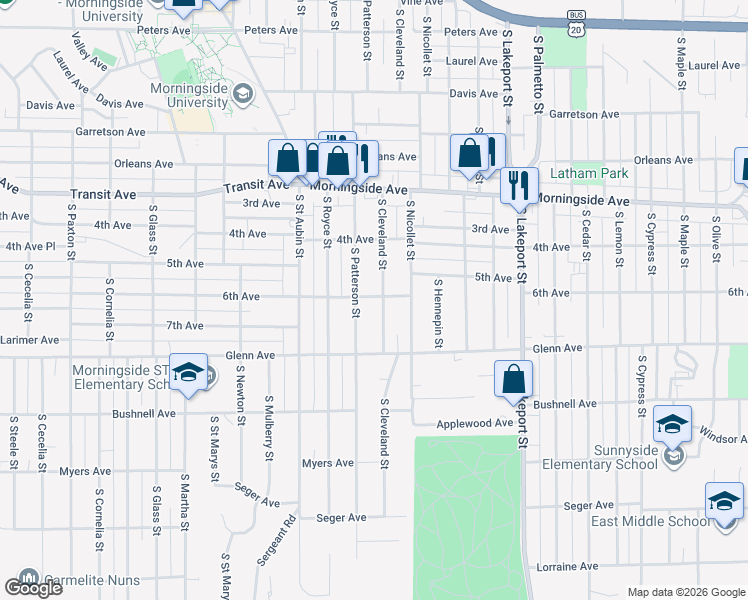 map of restaurants, bars, coffee shops, grocery stores, and more near in Sioux City