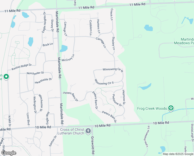 map of restaurants, bars, coffee shops, grocery stores, and more near 58917 Winnowing Circle South in South Lyon