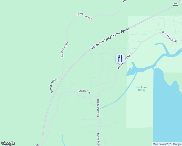 map of restaurants, bars, coffee shops, grocery stores, and more near 26447 Lookout Lane in Klamath Falls
