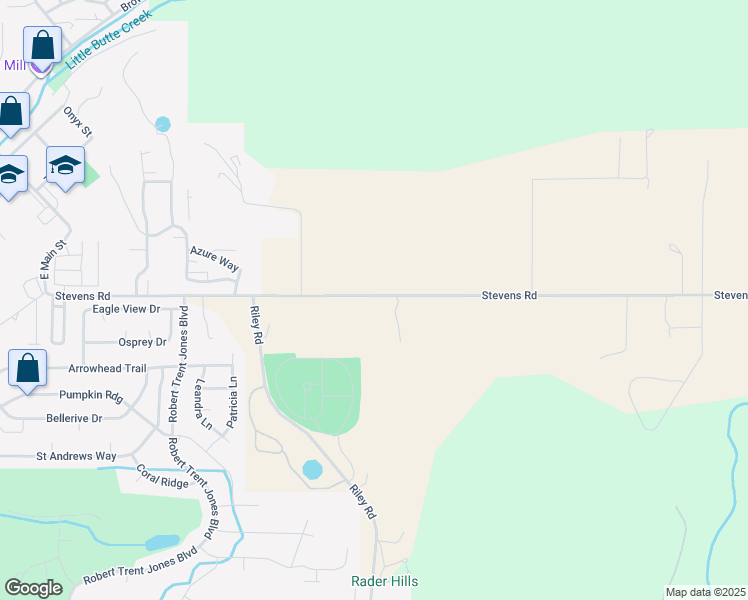 map of restaurants, bars, coffee shops, grocery stores, and more near 1214 Stevens Road in Eagle Point