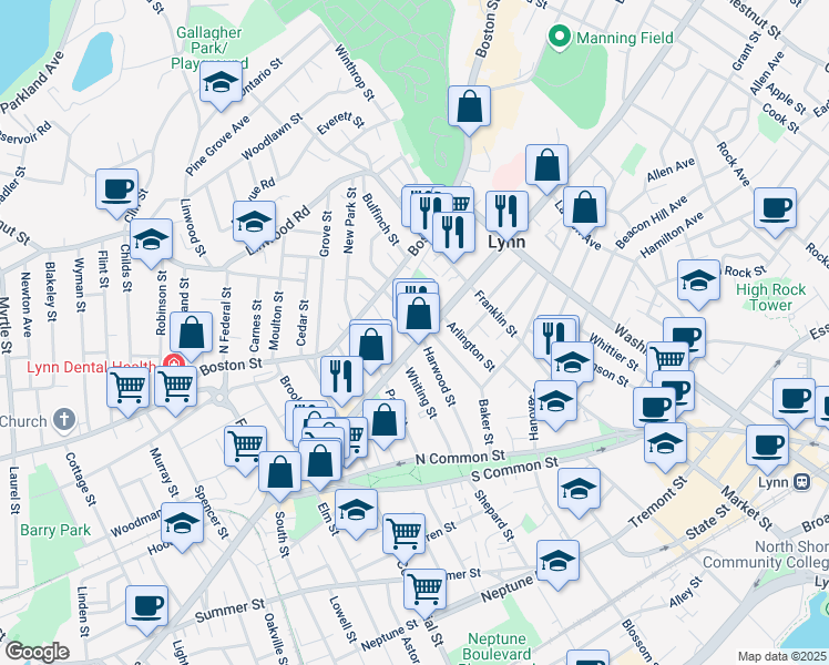 map of restaurants, bars, coffee shops, grocery stores, and more near in 