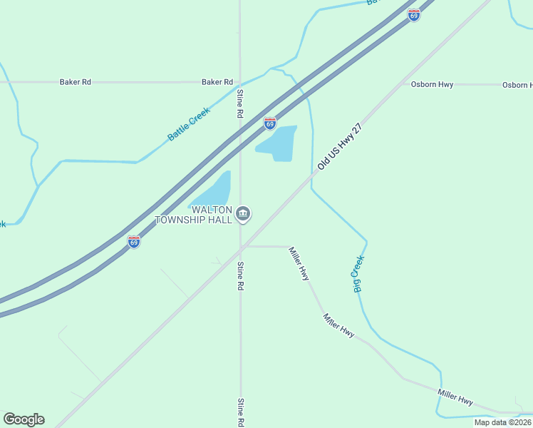 map of restaurants, bars, coffee shops, grocery stores, and more near 2960 Miller Highway in Olivet