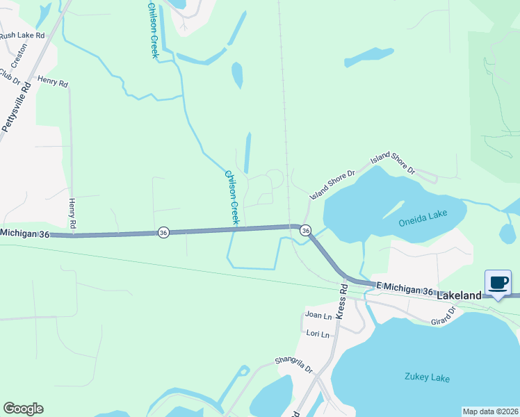map of restaurants, bars, coffee shops, grocery stores, and more near 4515 Marie therese circle in Pinckney