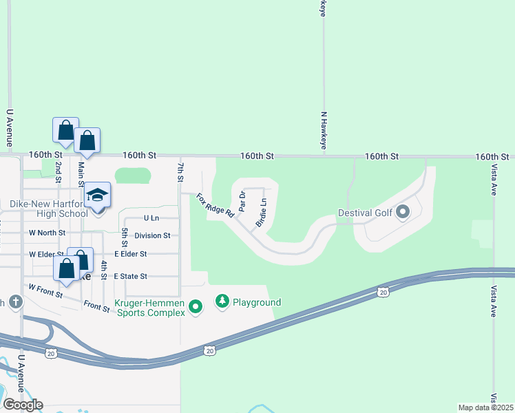 map of restaurants, bars, coffee shops, grocery stores, and more near 301-315 Par Drive in Dike
