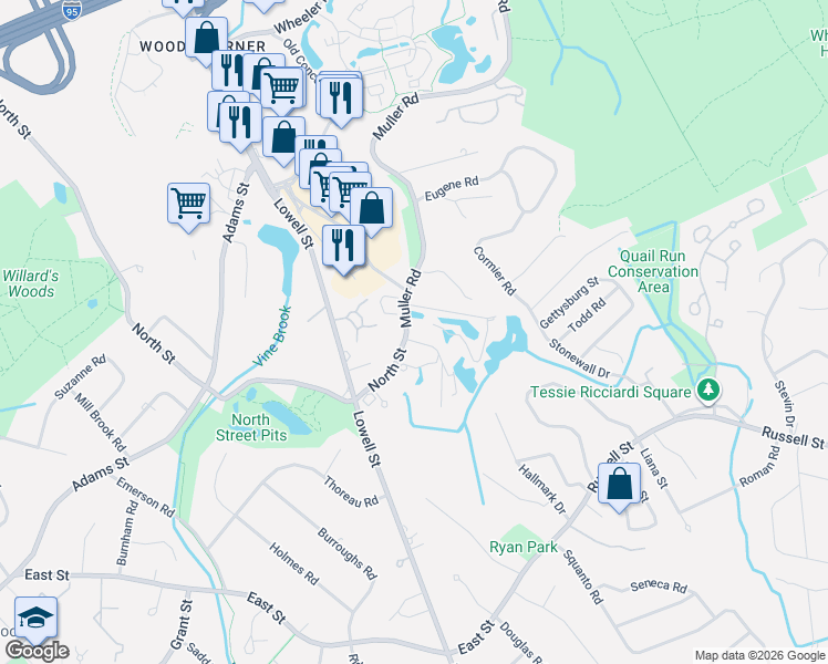 map of restaurants, bars, coffee shops, grocery stores, and more near 5 Sorelle Place in Burlington