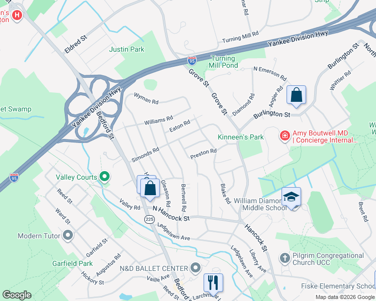 map of restaurants, bars, coffee shops, grocery stores, and more near 16 Nichols Road in Lexington
