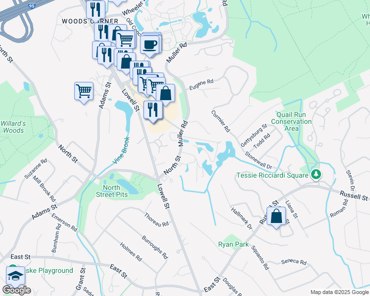 map of restaurants, bars, coffee shops, grocery stores, and more near 5 Sorelle Place in Burlington