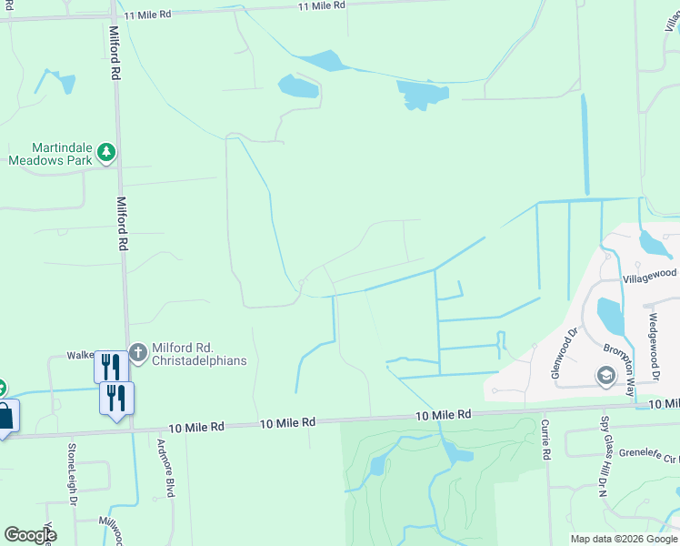 map of restaurants, bars, coffee shops, grocery stores, and more near 55917 Worlington Lane in South Lyon