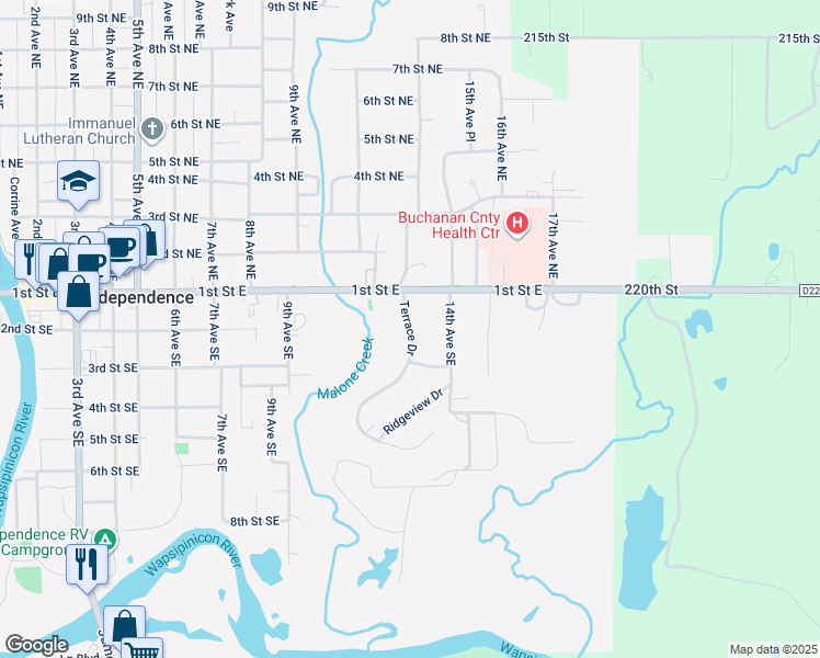 map of restaurants, bars, coffee shops, grocery stores, and more near 100-198 Terrace Drive in Independence