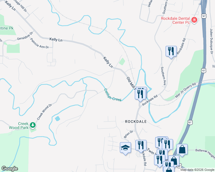 map of restaurants, bars, coffee shops, grocery stores, and more near 1665 Manson Road in Dubuque