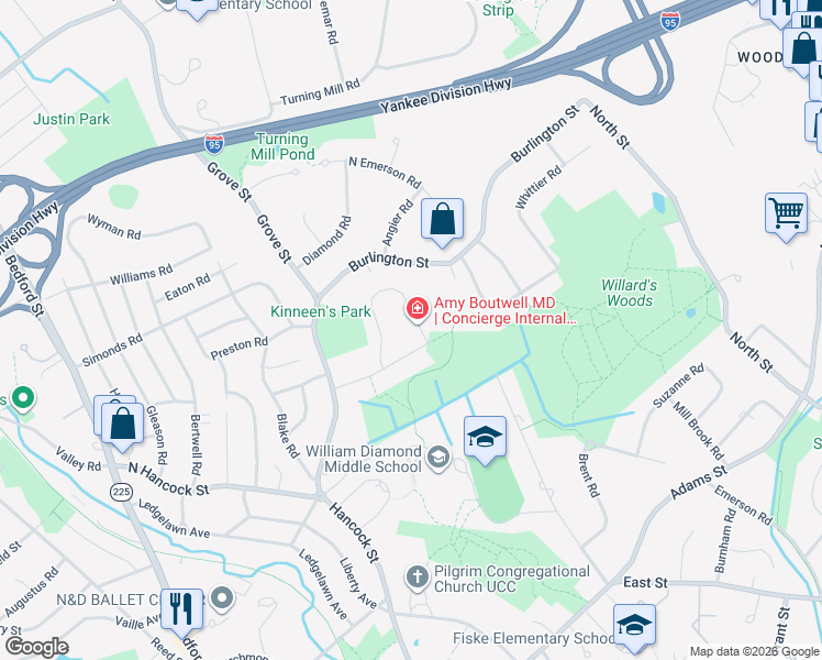 map of restaurants, bars, coffee shops, grocery stores, and more near 25 Flintlock Road in Lexington