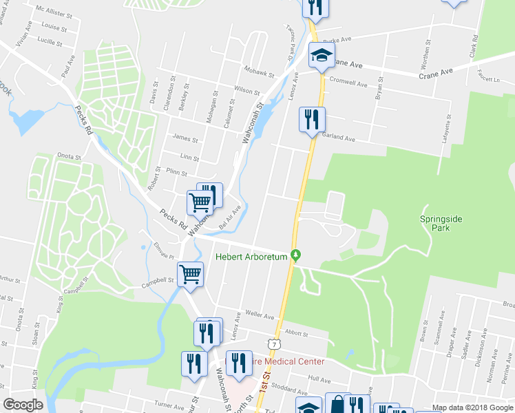 map of restaurants, bars, coffee shops, grocery stores, and more near 193 Lenox Avenue in Pittsfield