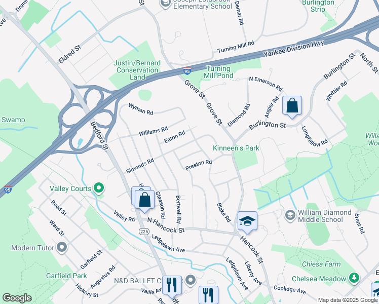 map of restaurants, bars, coffee shops, grocery stores, and more near 16 Nichols Road in Lexington