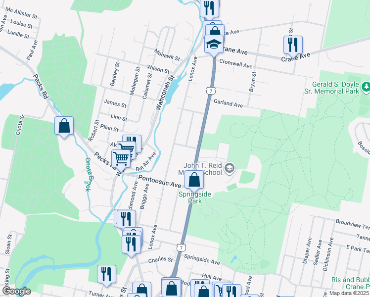 map of restaurants, bars, coffee shops, grocery stores, and more near 17 Sherrill Avenue in Pittsfield