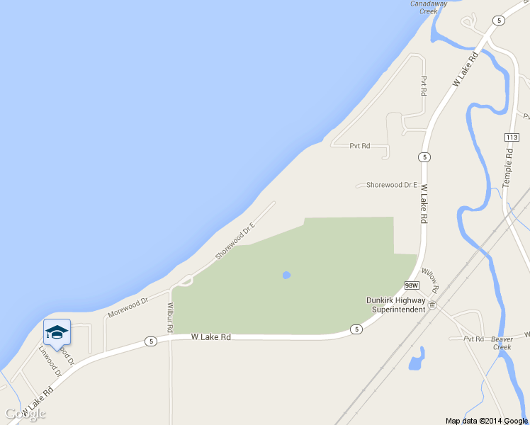map of restaurants, bars, coffee shops, grocery stores, and more near 4885 East Shorewood Drive in Dunkirk