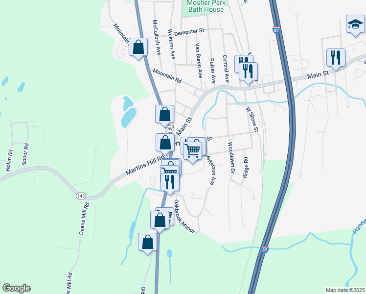 map of restaurants, bars, coffee shops, grocery stores, and more near 6 Wendell Street in Ravena