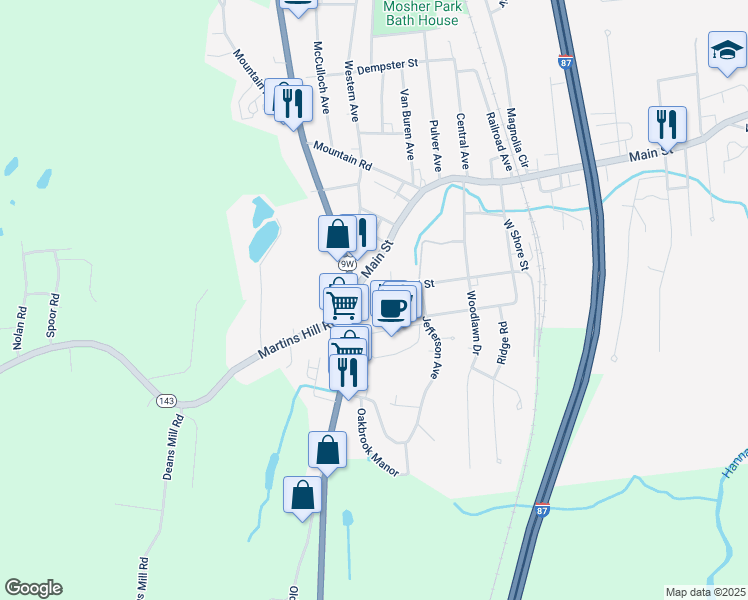 map of restaurants, bars, coffee shops, grocery stores, and more near 6 Wendell Street in Ravena
